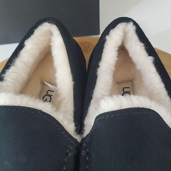 UGG Ascot Slipper Black Suede Wool Comfort Loafer Men's US 8 NIB - Picture 3 of 15